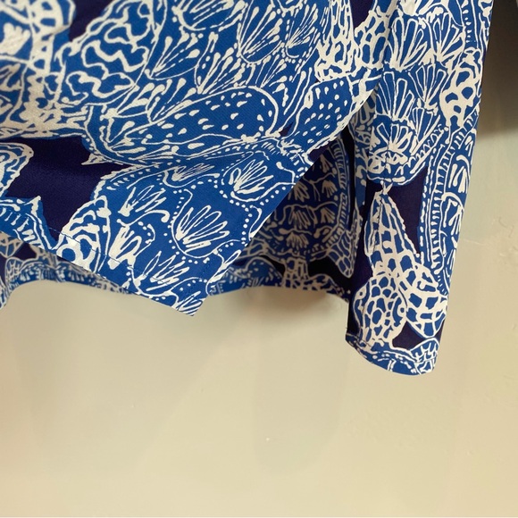 LILLY PULITZER 100% Silk Renato Tunic Deep Indigo Sea Turtle Gold Embellishment - Picture 7 of 11